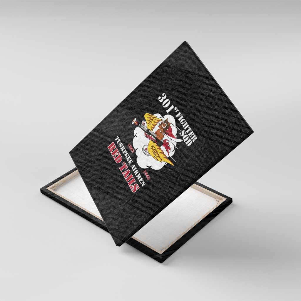 301st Fighter Squadron WWII Canvas Wall Art Red Tails Heritage - Black - African Pride