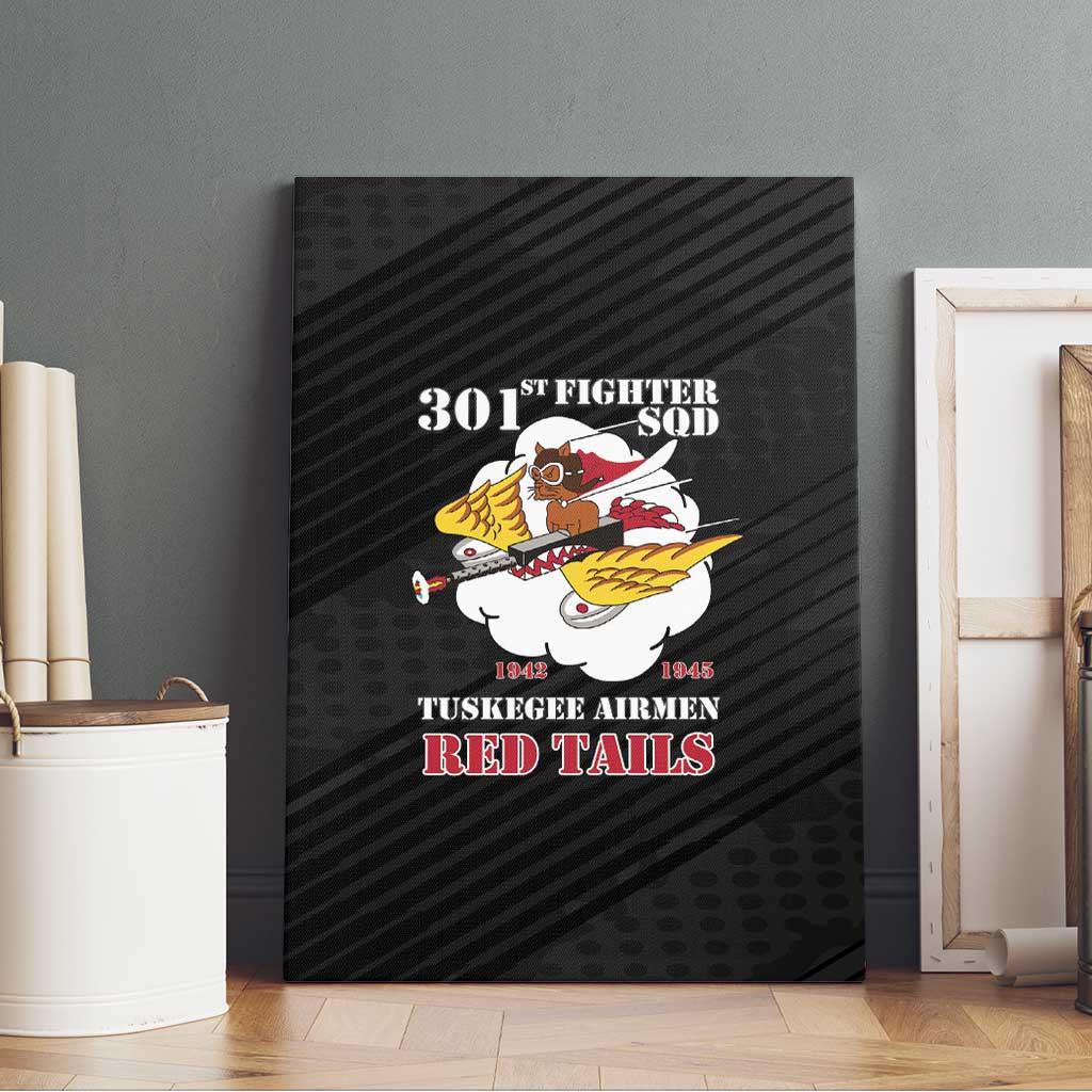 301st Fighter Squadron WWII Canvas Wall Art Red Tails Heritage - Black - African Pride