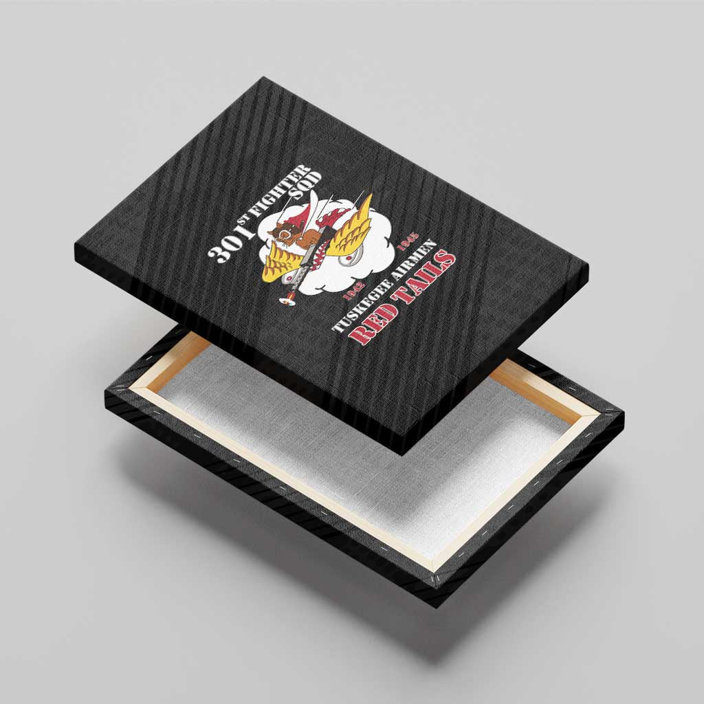 301st Fighter Squadron WWII Canvas Wall Art Red Tails Heritage - Black - African Pride