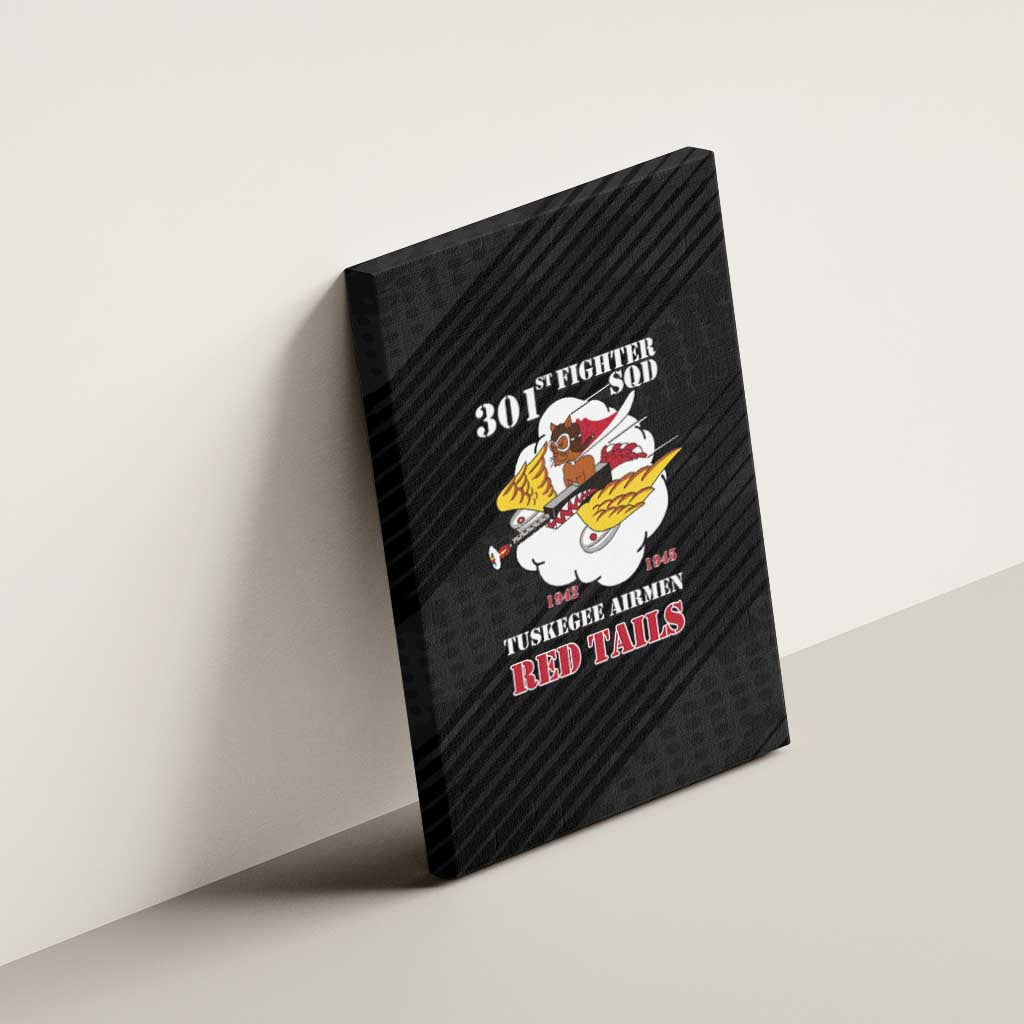 301st Fighter Squadron WWII Canvas Wall Art Red Tails Heritage - Black - African Pride