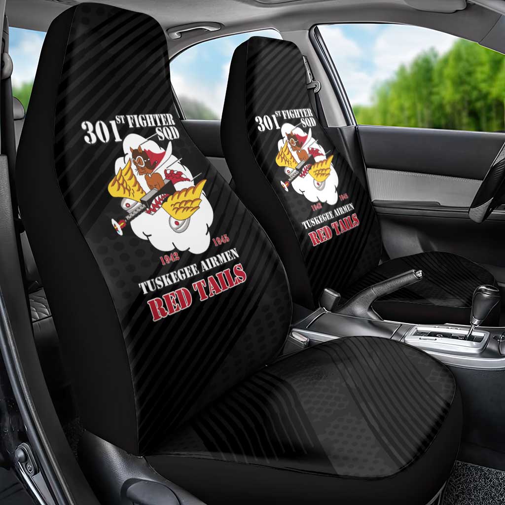 301st Fighter Squadron WWII Car Seat Cover Red Tails Heritage - Black - African Pride