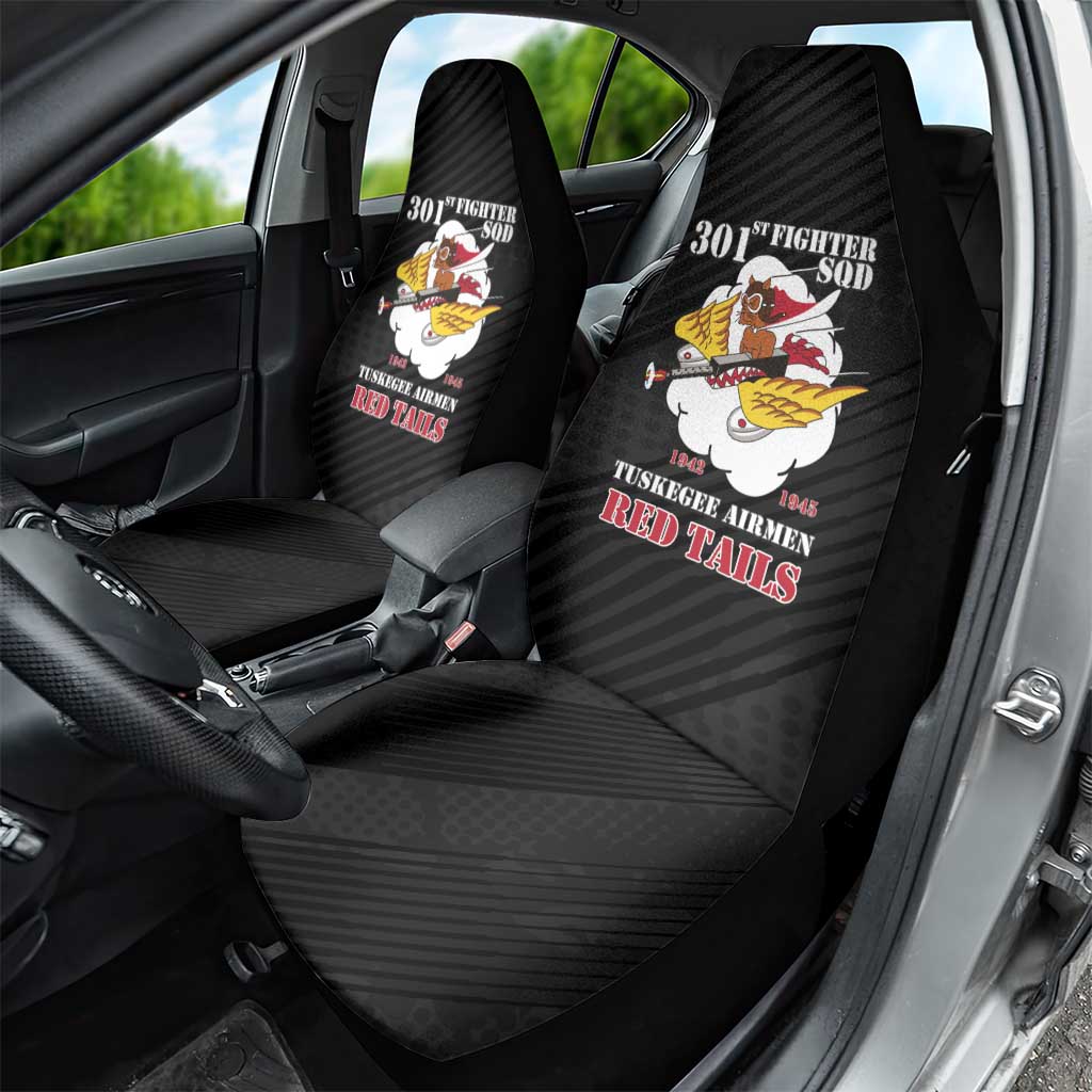 301st Fighter Squadron WWII Car Seat Cover Red Tails Heritage - Black - African Pride