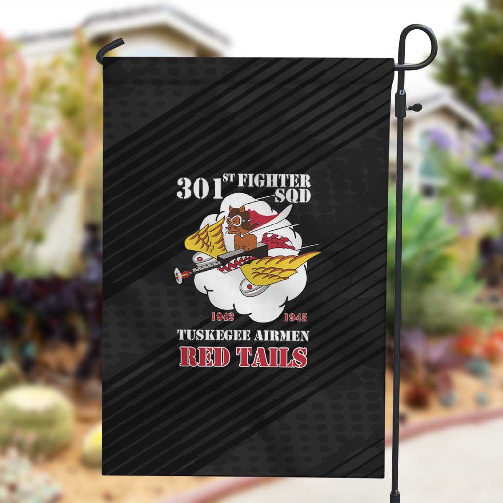 301st Fighter Squadron WWII Garden Flag Red Tails Heritage - Black - African Pride