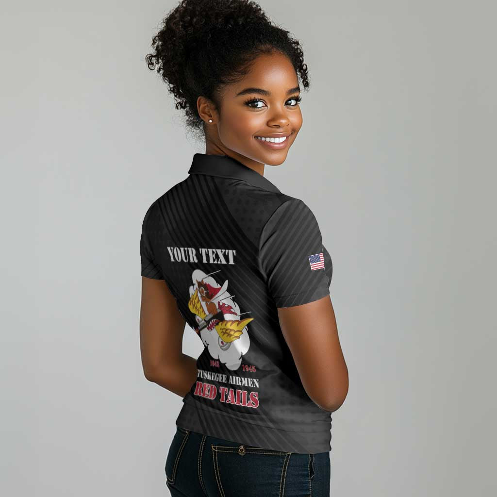 Personalized 301st Fighter Squadron WWII Women Polo Shirt Red Tails Heritage - Black - African Pride