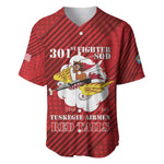 Personalized 301st Fighter Squadron WWII Baseball Jersey Red Tails Heritage - Red - African Pride