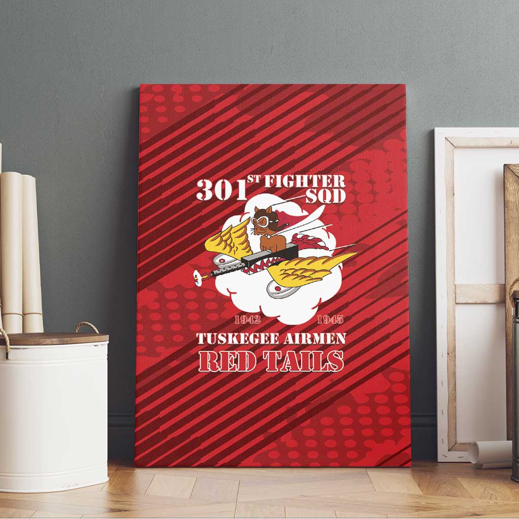 301st Fighter Squadron WWII Canvas Wall Art Red Tails Heritage - Red - African Pride