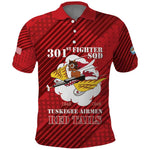 Personalized 301st Fighter Squadron WWII Polo Shirt Red Tails Heritage - Red - African Pride