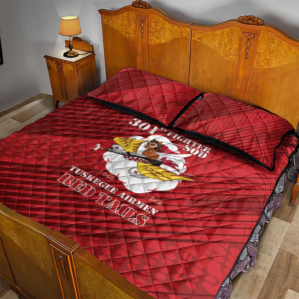 301st Fighter Squadron WWII Quilt Bed Set Red Tails Heritage - Red - African Pride