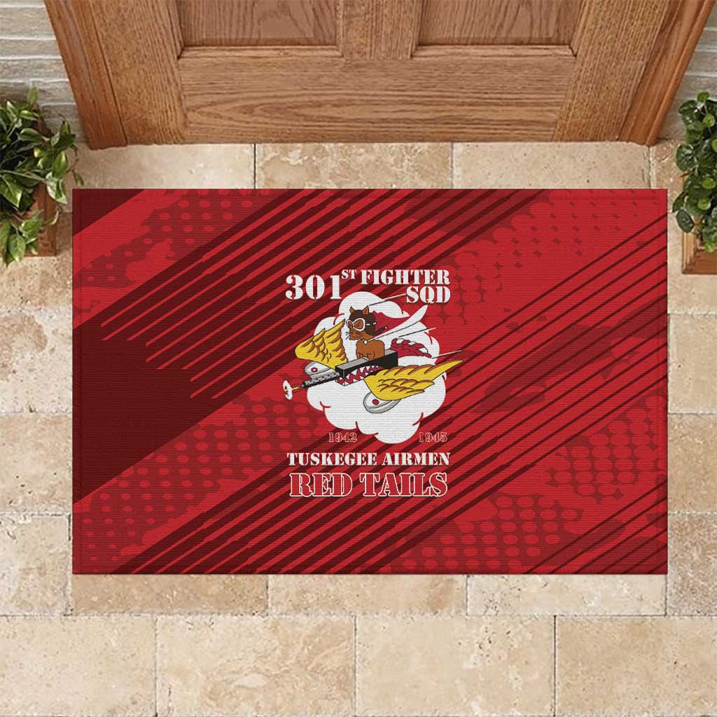 301st Fighter Squadron WWII Rubber Doormat Red Tails Heritage - Red - African Pride