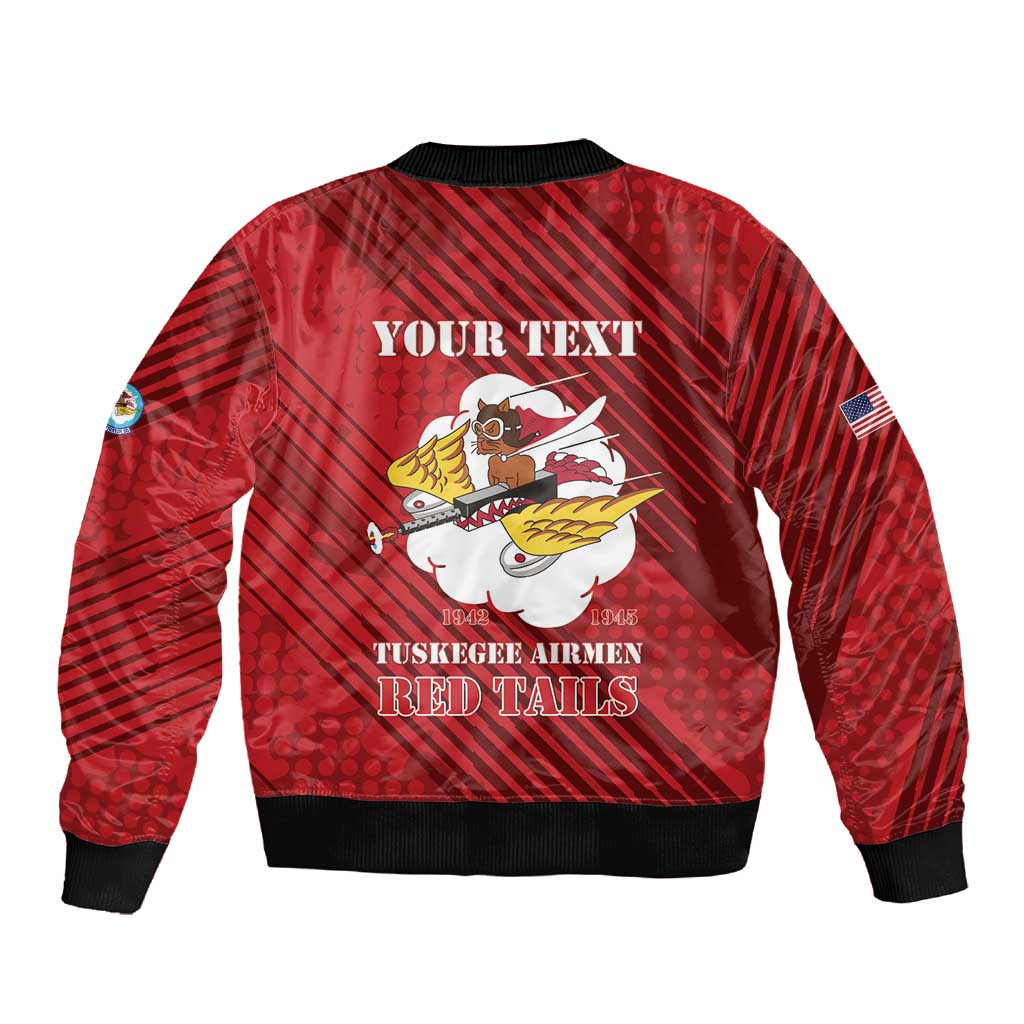 Personalized 301st Fighter Squadron WWII Sleeve Zip Bomber Jacket Red Tails Heritage - Red - African Pride