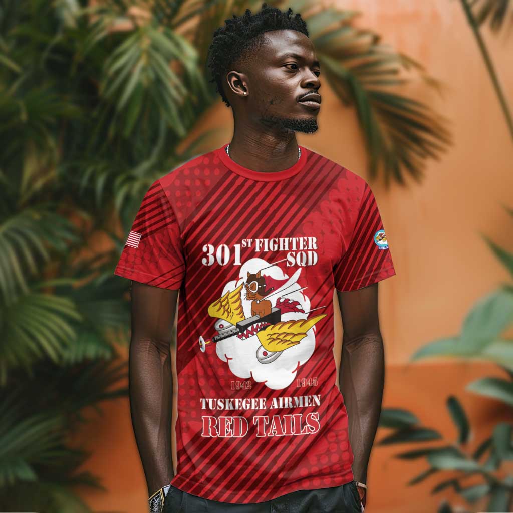 Personalized 301st Fighter Squadron WWII T shirt Red Tails Heritage - Red - African Pride