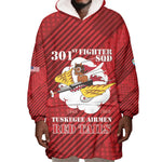 Personalized 301st Fighter Squadron WWII Wearable Blanket Hoodie Red Tails Heritage - Red - African Pride