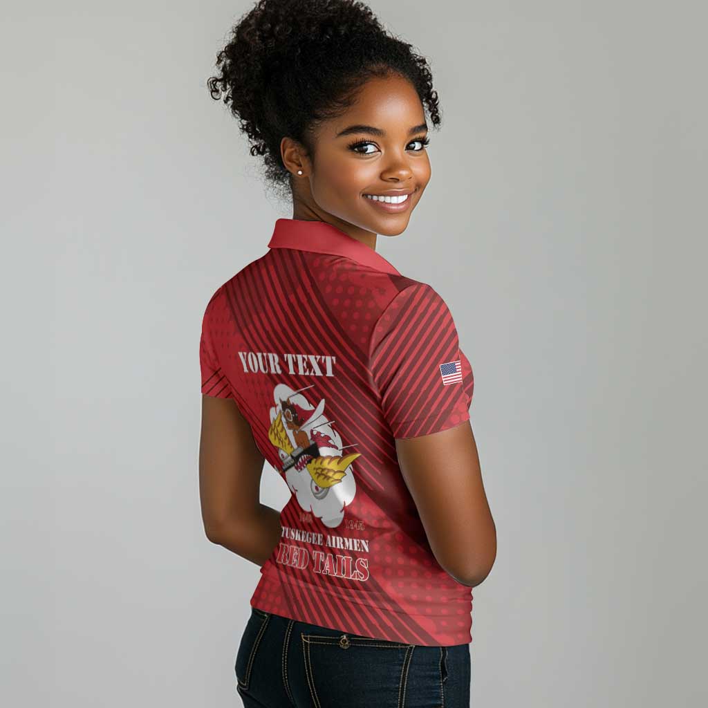 Personalized 301st Fighter Squadron WWII Women Polo Shirt Red Tails Heritage - Red - African Pride