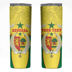 Personalised Afro Senegal Skinny Tumbler Coat Of Arms Mix African Pattern