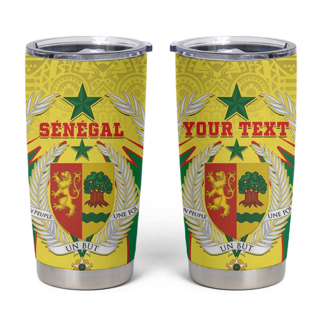 Personalised Afro Senegal Tumbler Cup Coat Of Arms Mix African Pattern