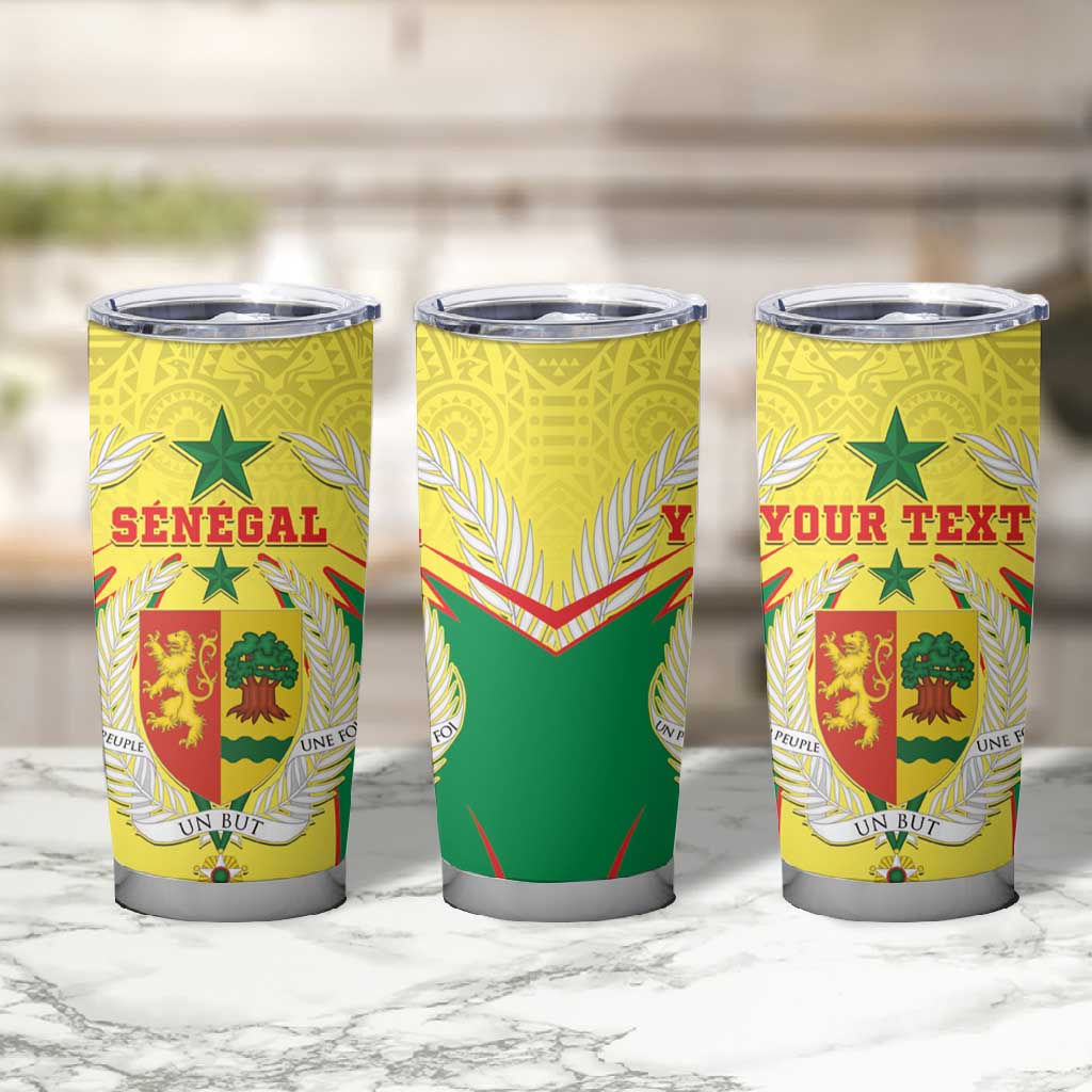 Personalised Afro Senegal Tumbler Cup Coat Of Arms Mix African Pattern