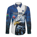 Custom Afro Namibia Cricket Long Sleeve Button Shirt Go Eagles
