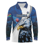 Custom Afro Namibia Cricket Long Sleeve Polo Shirt Go Eagles