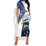 Custom Afro Namibia Cricket Short Sleeve Bodycon Dress Go Eagles LT15