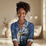 Custom Afro Namibia Cricket Women Casual Shirt Go Eagles LT15