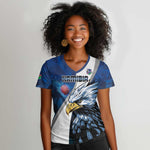 Custom Afro Namibia Cricket Women V-Neck T-Shirt Go Eagles