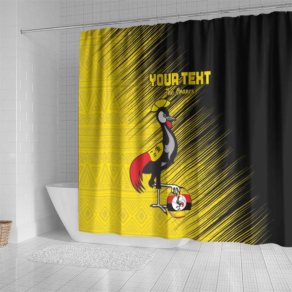 Uganda Football Custom Shower Curtain African Pattern Mix Grunge Style - Yellow Color