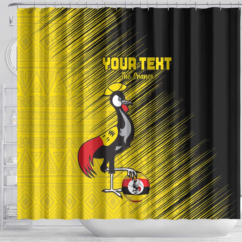Uganda Football Custom Shower Curtain African Pattern Mix Grunge Style - Yellow Color