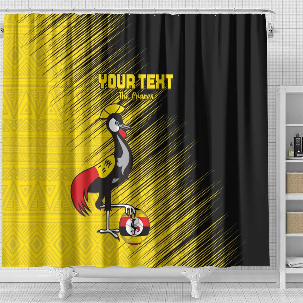 Uganda Football Custom Shower Curtain African Pattern Mix Grunge Style - Yellow Color