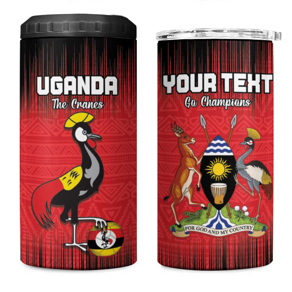 Uganda Football Custom 4 in 1 Can Cooler Tumbler African Pattern Mix Grunge Style - Red Color