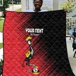 Uganda Football Custom Quilt African Pattern Mix Grunge Style - Red Color