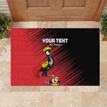 Uganda Football Custom Rubber Doormat African Pattern Mix Grunge Style - Red Color