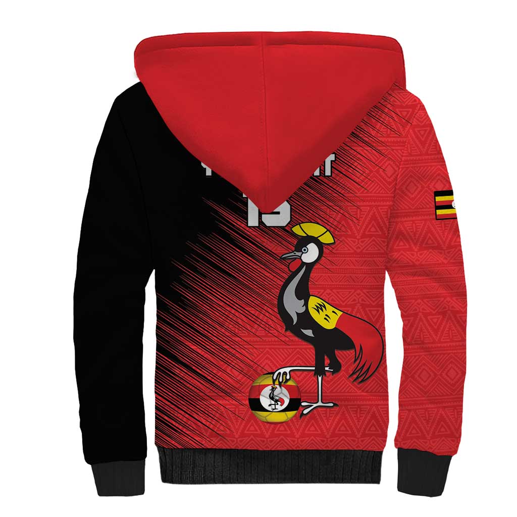 Uganda Football Custom Sherpa Hoodie African Pattern Mix Grunge Style - Red Color