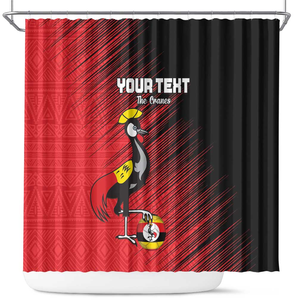 Uganda Football Custom Shower Curtain African Pattern Mix Grunge Style - Red Color