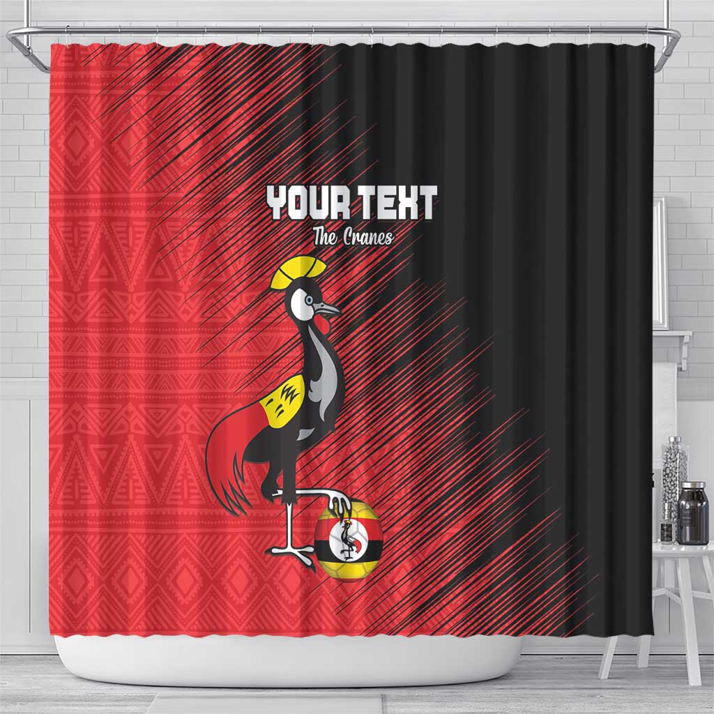 Uganda Football Custom Shower Curtain African Pattern Mix Grunge Style - Red Color