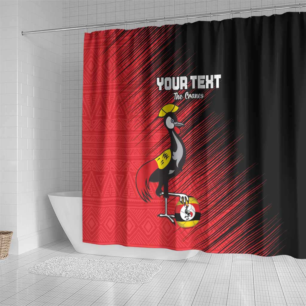 Uganda Football Custom Shower Curtain African Pattern Mix Grunge Style - Red Color