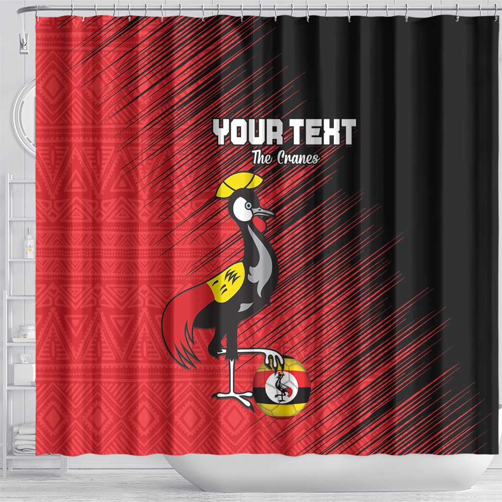 Uganda Football Custom Shower Curtain African Pattern Mix Grunge Style - Red Color