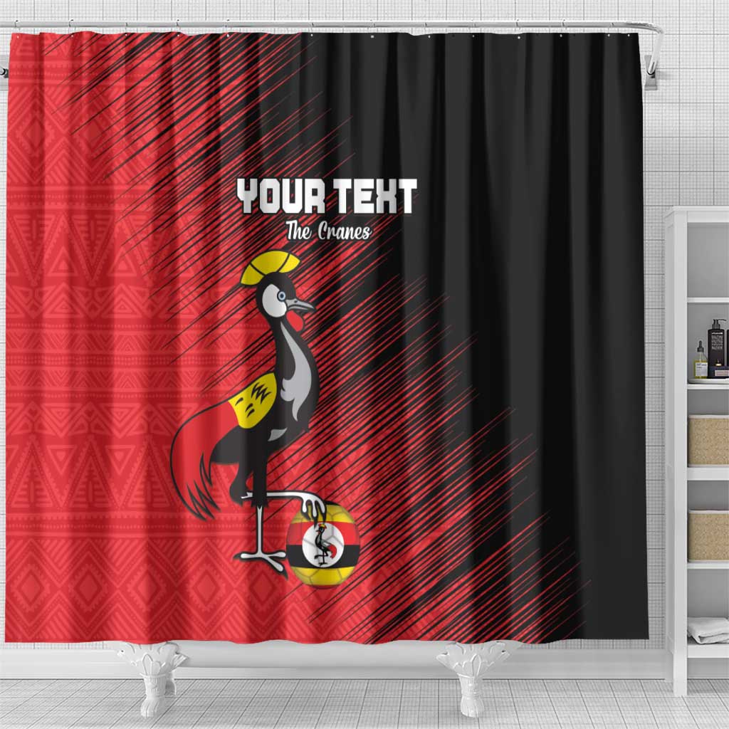 Uganda Football Custom Shower Curtain African Pattern Mix Grunge Style - Red Color