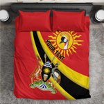 Personalised Afro Uganda Bedding Set Black Crowned Crane With Coat Of Arms