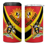 Personalised Afro Uganda 4 in 1 Can Cooler Tumbler Black Crowned Crane With Coat Of Arms