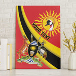 Personalised Afro Uganda Canvas Wall Art Black Crowned Crane With Coat Of Arms
