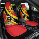 Personalised Afro Uganda Car Seat Cover Black Crowned Crane With Coat Of Arms