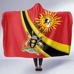 Personalised Afro Uganda Hooded Blanket Black Crowned Crane With Coat Of Arms