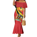 Personalised Afro Uganda Mermaid Dress Black Crowned Crane With Coat Of Arms