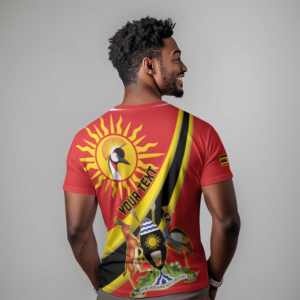 Personalised Afro Uganda T shirt Black Crowned Crane With Coat Of Arms