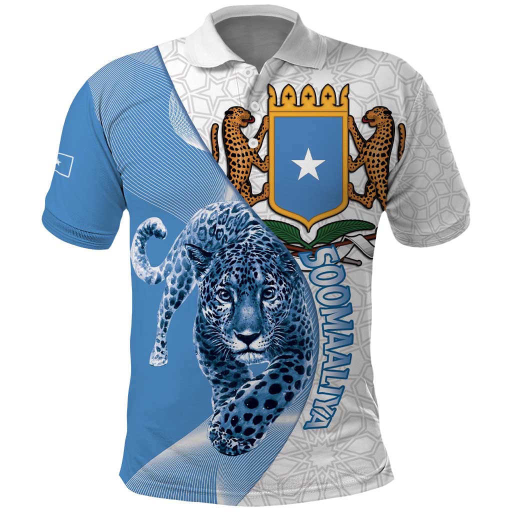 Coat of arms of Soomaaliya Polo Shirt Leopard Skin mix Islamic Pattern
