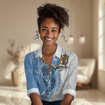 Coat of arms of Soomaaliya Women Casual Shirt Leopard Skin mix Islamic Pattern