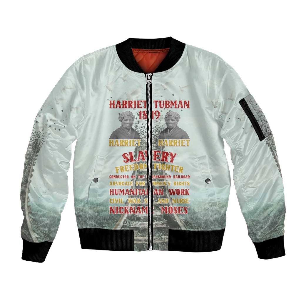 Moses of Freedom Sleeve Zip Bomber Jacket Harriet Tubman Tribute - African Pride