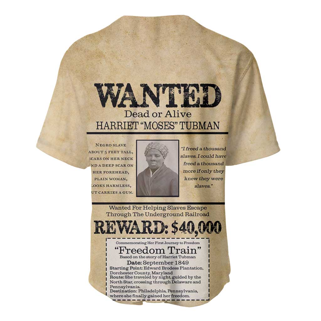 Harriet Tubman Freedom Baseball Jersey Vintage Wanted Poster Style - African Pride