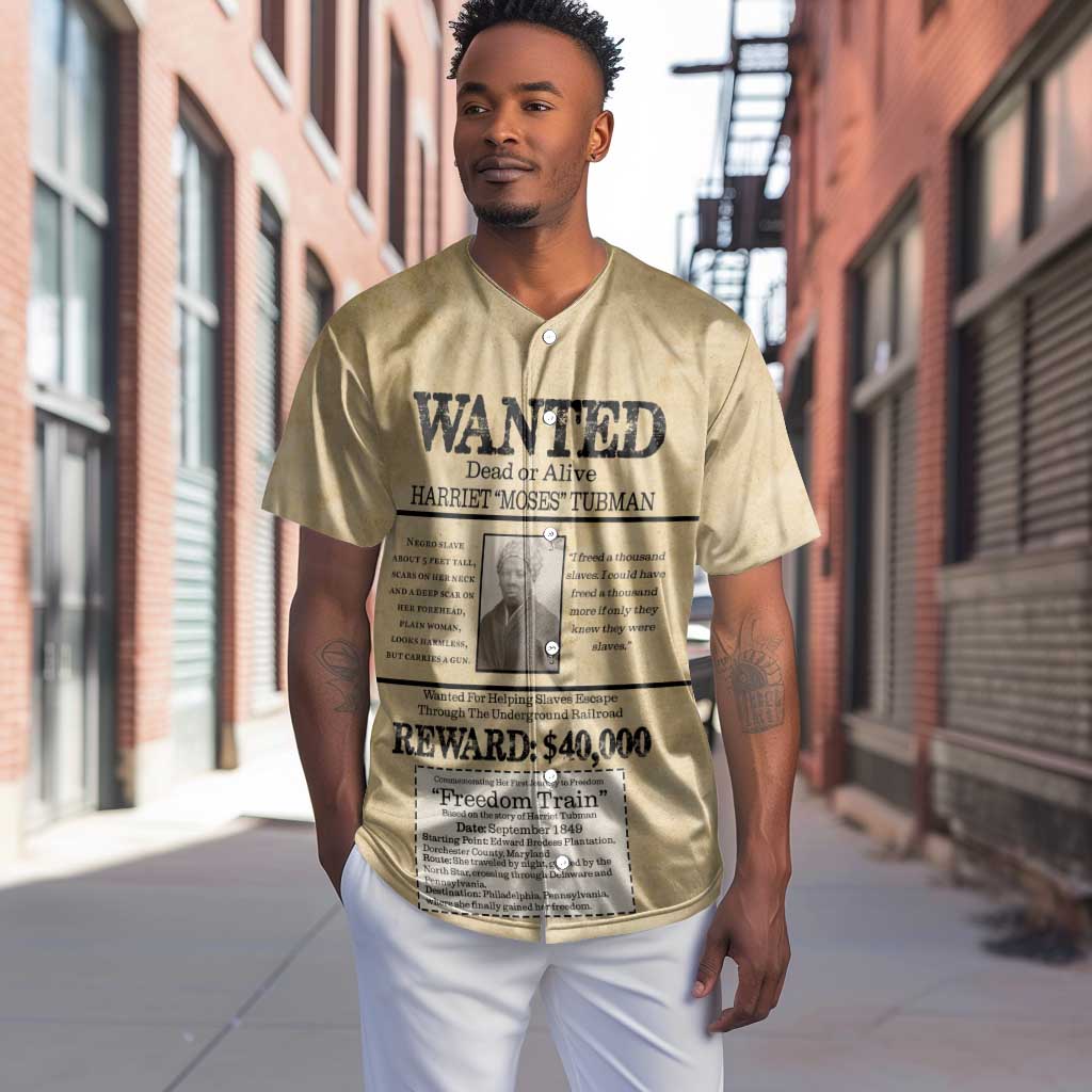 Harriet Tubman Freedom Baseball Jersey Vintage Wanted Poster Style - African Pride