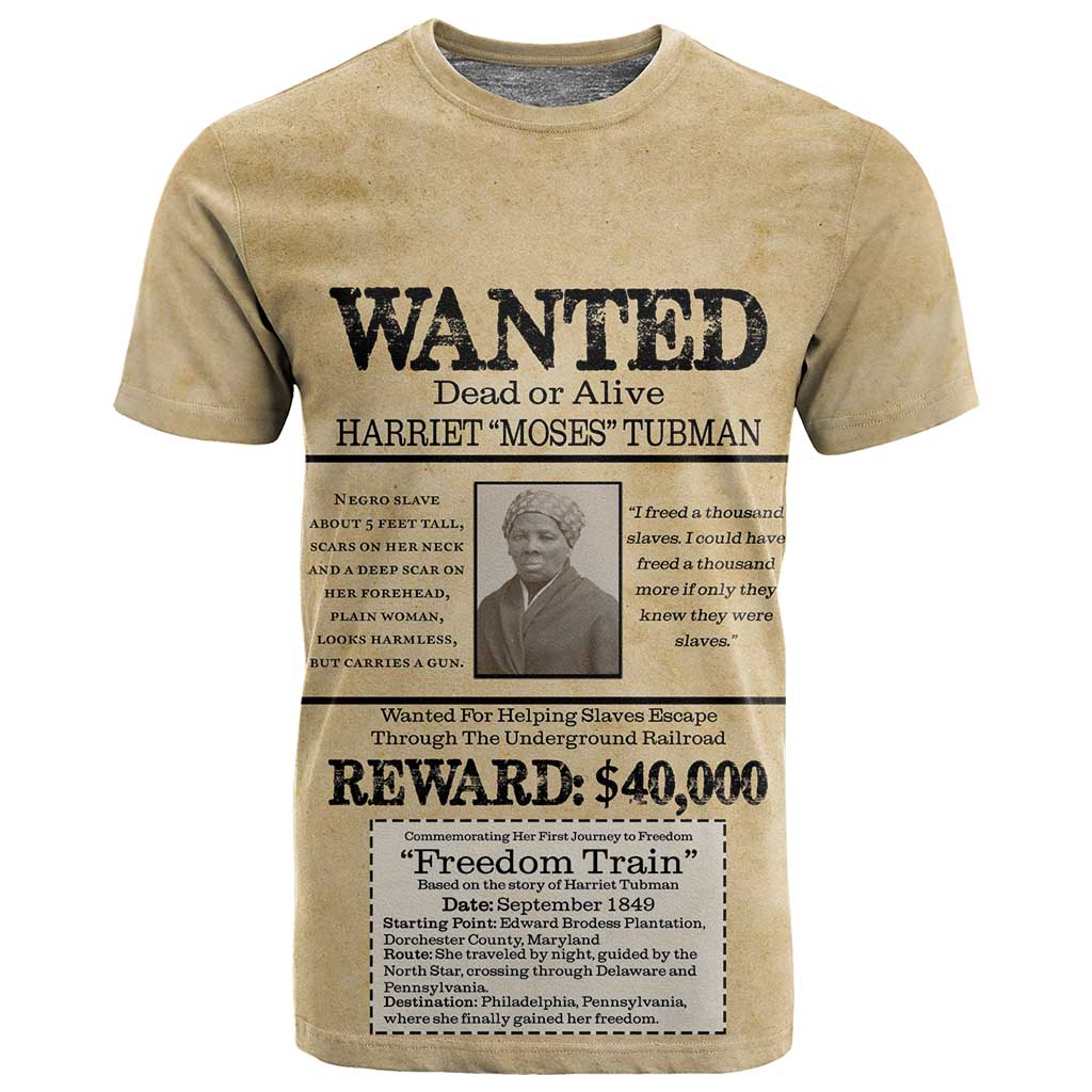 Harriet Tubman Freedom T shirt Vintage Wanted Poster Style - African Pride